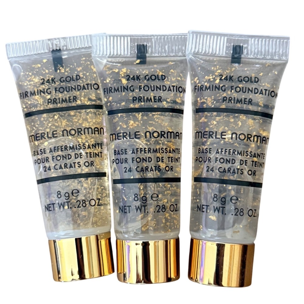 Merle Norman 24K Gold Firming Foundation Primer Set of 3 Travel Size 0.28oz New